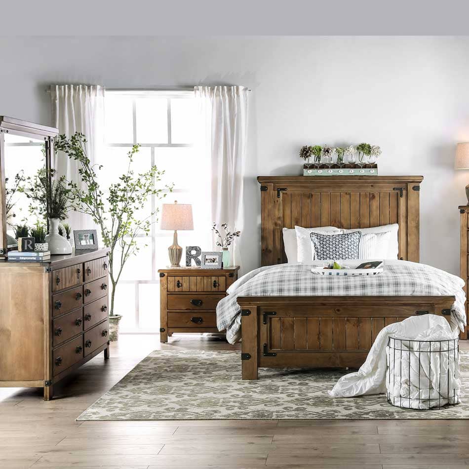 Mẫu phòng ngủ phong cách đồng quê nhẹ nhàng với gam màu sáng.