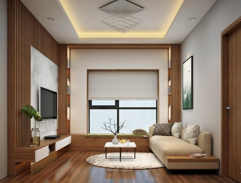 Thiết kế nội thất phòng khách chung cư đơn giản.