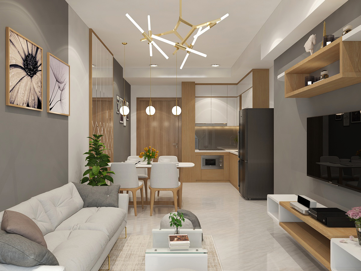 Thiết kế nội thất phòng khách chung cư nhỏ, tối ưu diện tích.