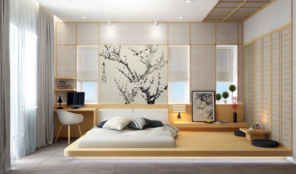 Một phòng ngủ đặc trưng của phong cách Nhật Bản.